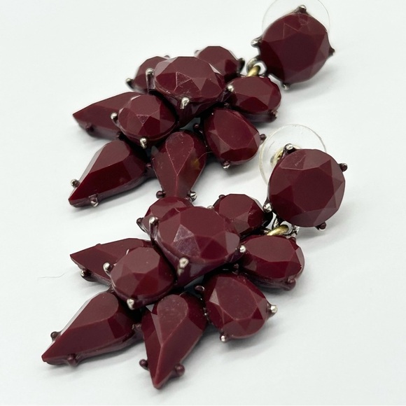 J. Crew Burgundy Stacked Gem Earrings - Picture 1 of 3